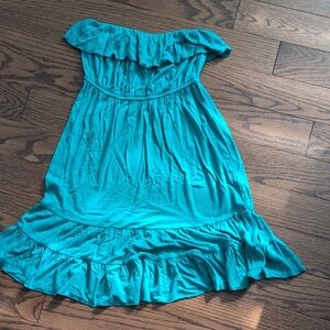 Garage Teal Off-Shoulder Dress